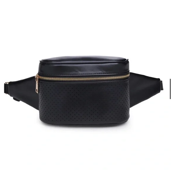 NWOT Urban Expresssions Black Hawthorn Perforated Belt Bag. - Picture 3 of 13